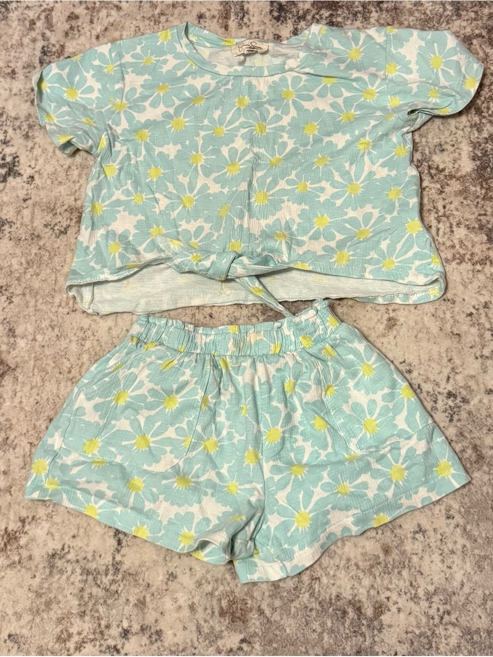 Jessica Simpson Light Blue & Yellow Daisy Pajama Set